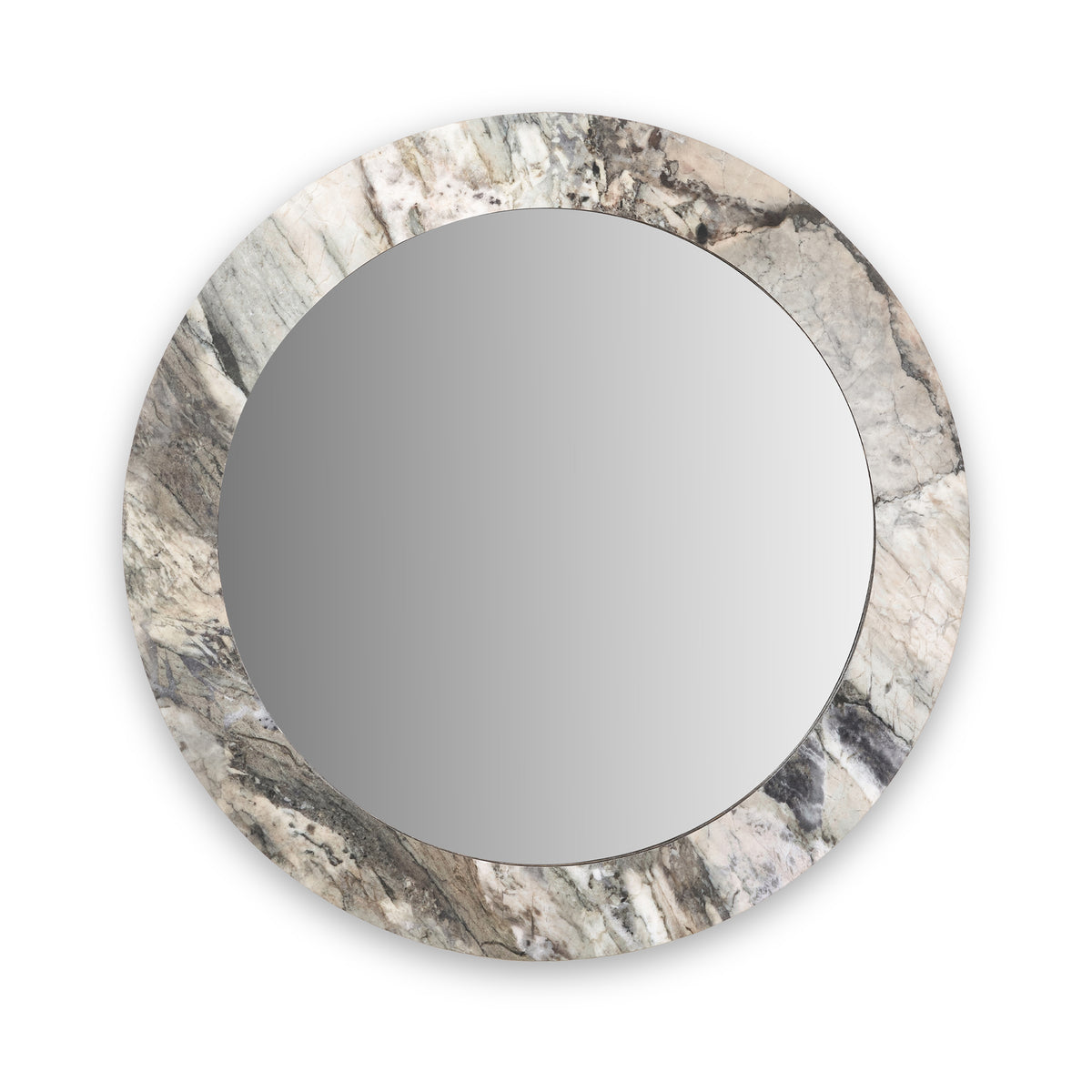 Jade Marble Effect Round Wall Mirror from Roseland Furniture