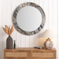 Jade Marble Effect Round Wall Mirror from Roseland Furniture