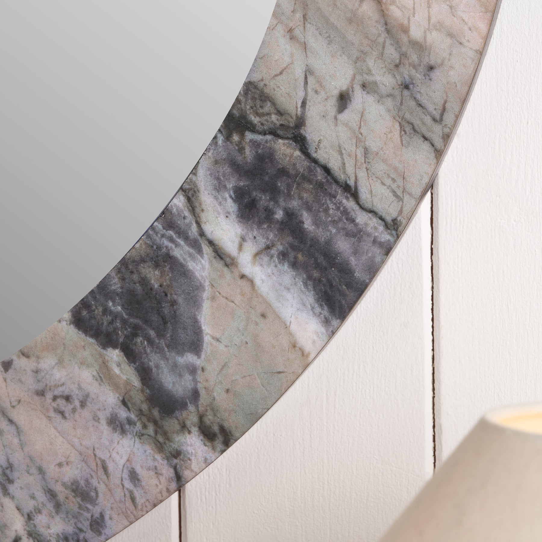 Jade Marble Effect Round Wall Mirror from Roseland Furniture