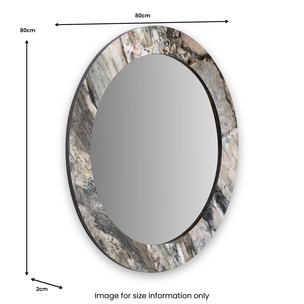 Jade Marble Effect Round Wall Mirror from Roseland Furniture