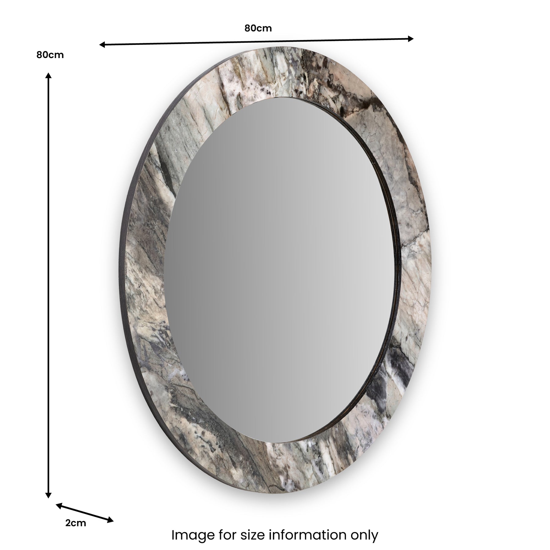 Jade Marble Effect Round Wall Mirror from Roseland Furniture