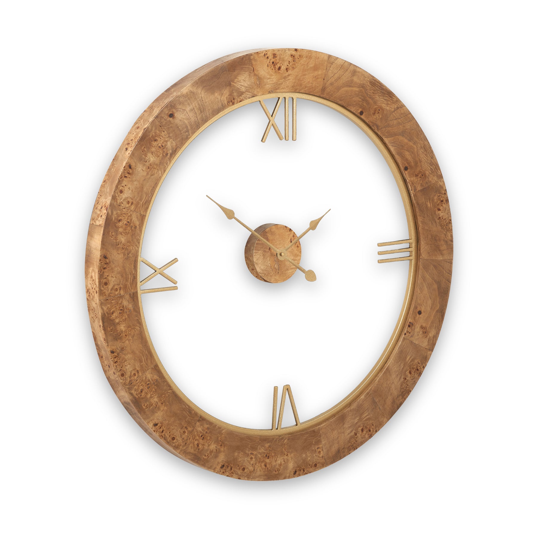 Newborough Burr Wood Effect Wall Clock from Roseland Furniture