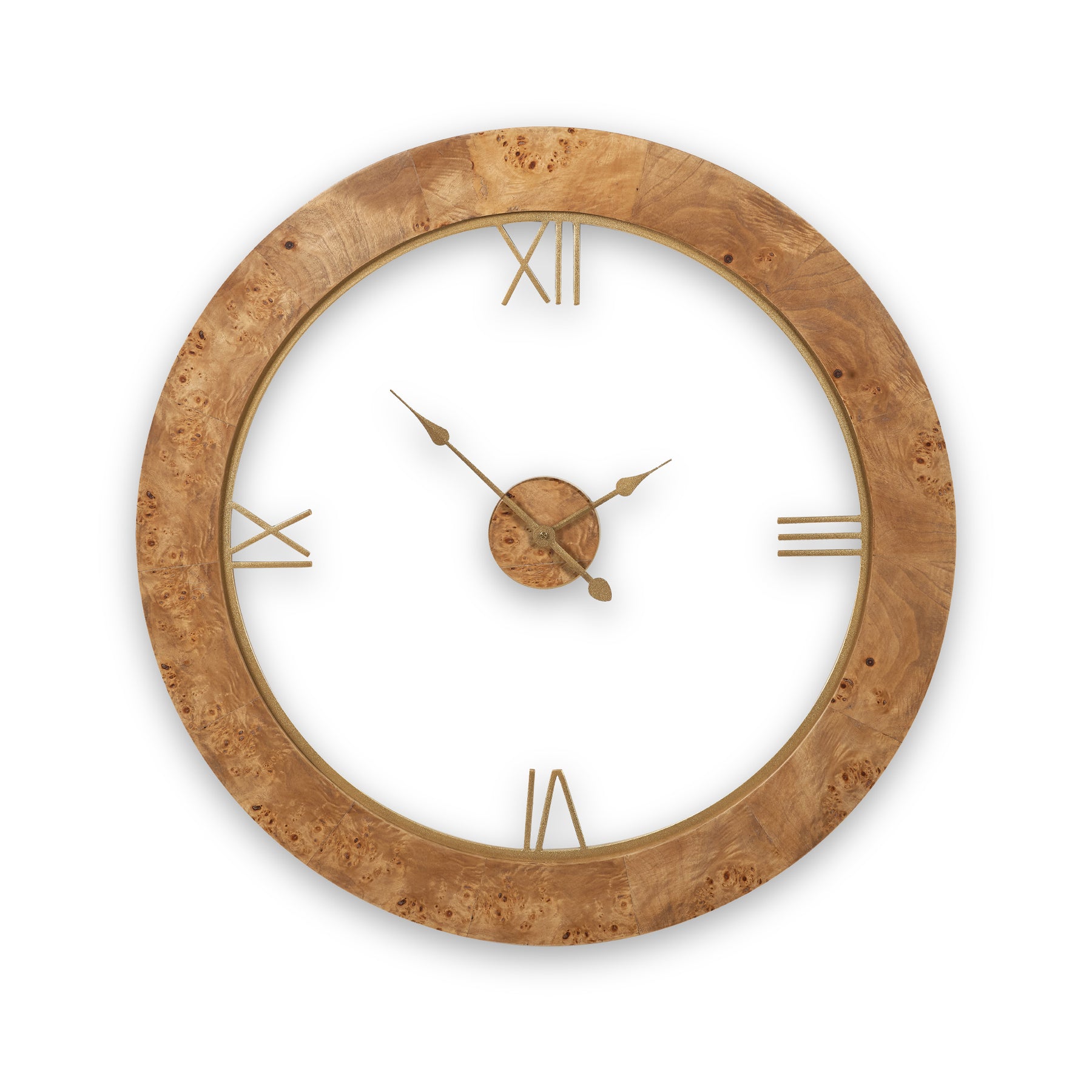 Newborough Burr Wood Effect Wall Clock from Roseland Furniture