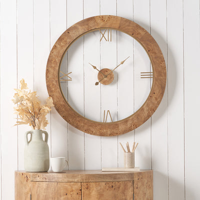 Newborough Burr Wood Effect Wall Clock