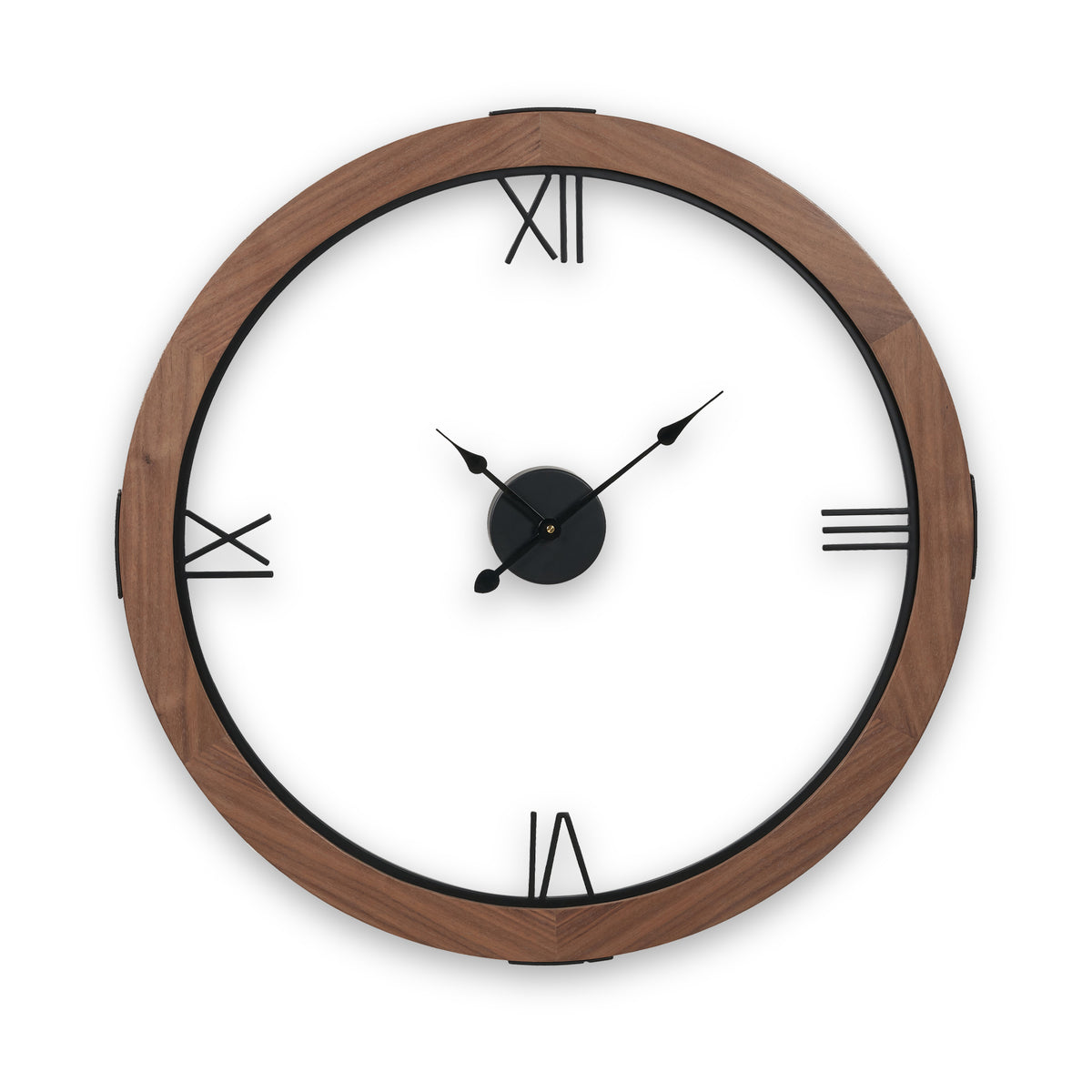 Vermont Walnut Wood Effect Wall Clock from Roseland Furniture