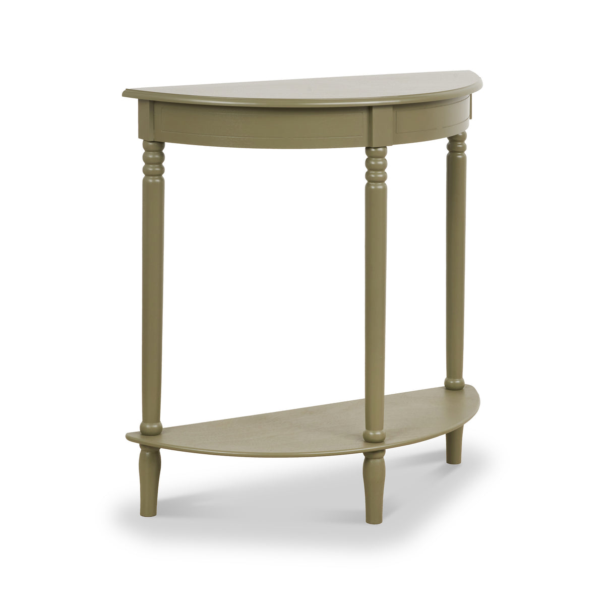 Heritage Olive Green Pine Half Moon Console Table from Roseland Furniture