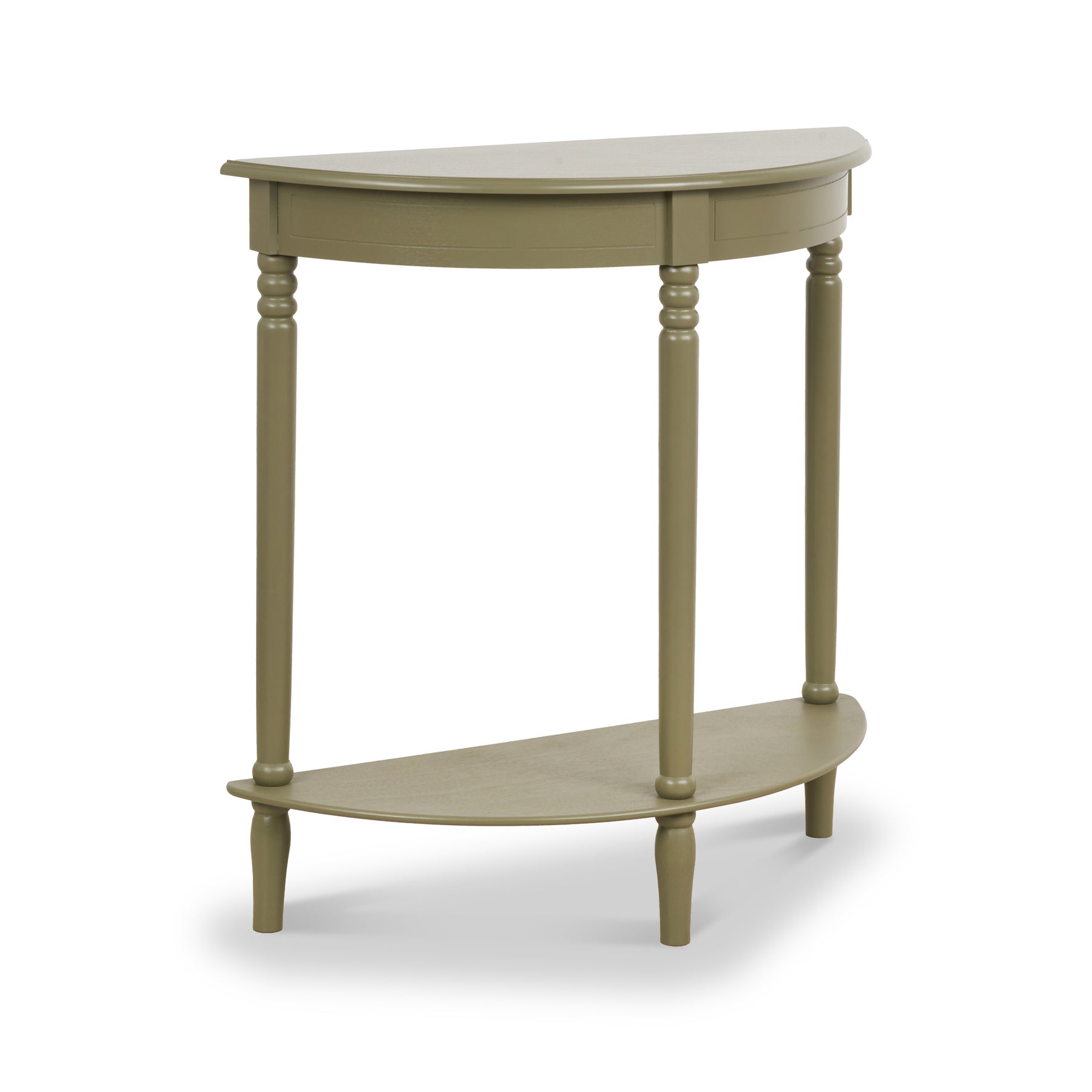 Heritage Olive Green Pine Half Moon Console Table from Roseland Furniture