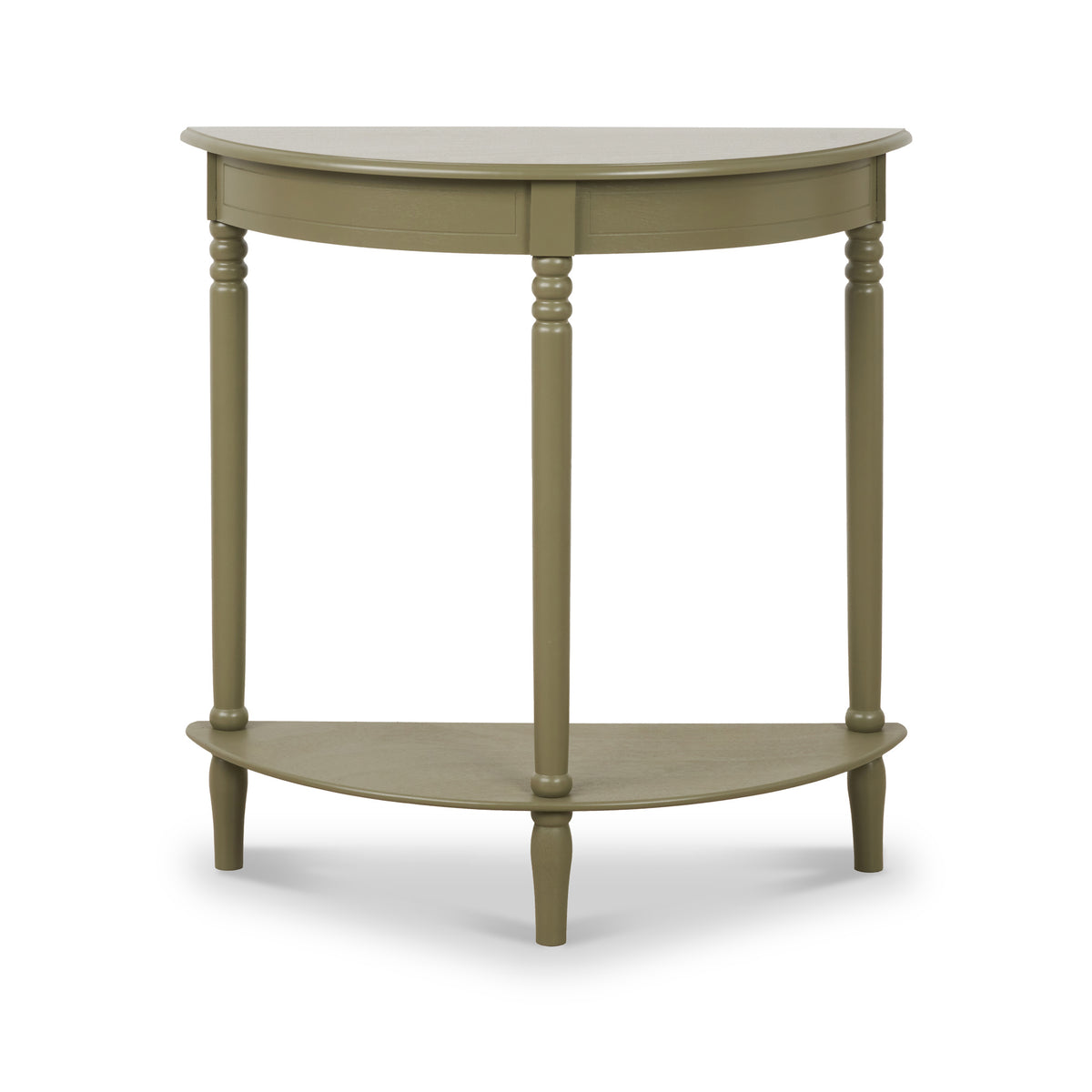 Heritage Olive Green Pine Half Moon Console Table from Roseland Furniture