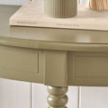 Heritage Olive Green Pine Half Moon Console Table from Roseland Furniture