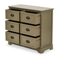 Croft Olive Pine Wood 6 Drawer Unit from Roseland Furniture