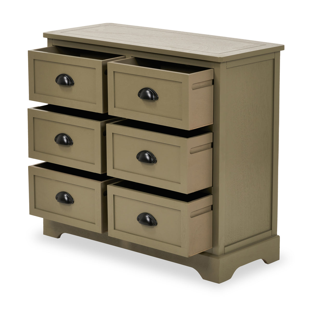 Croft Olive Pine Wood 6 Drawer Unit from Roseland Furniture