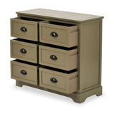 Croft Olive Pine Wood 6 Drawer Unit from Roseland Furniture