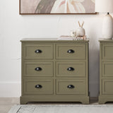 Croft Olive Pine Wood 6 Drawer Unit from Roseland Furniture