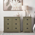 Croft Olive Pine Wood 6 Drawer Unit from Roseland Furniture