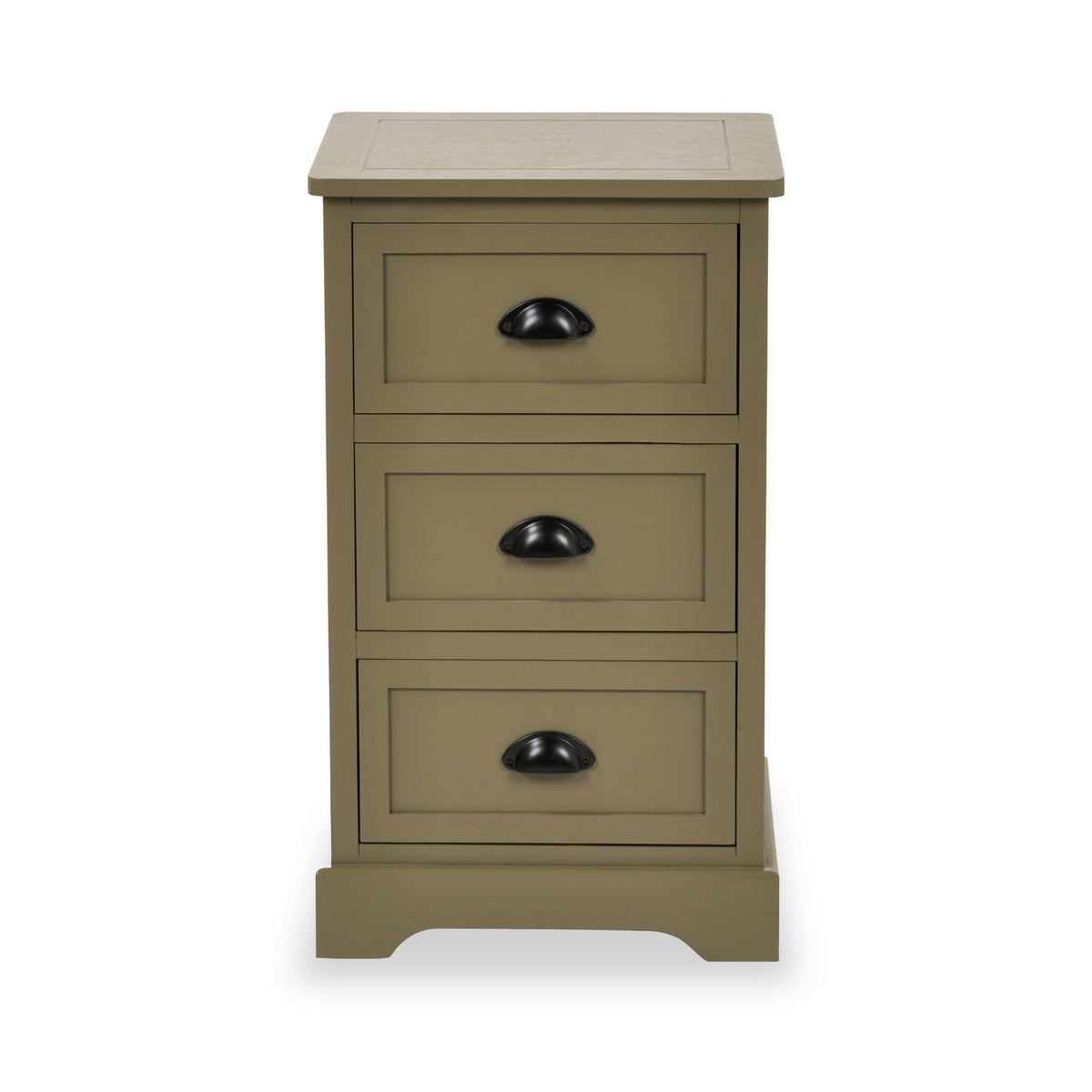 Croft Pine 3 Drawer Bedside Table Olive from Roseland Furniture
