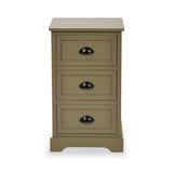 Croft Pine 3 Drawer Bedside Table Olive from Roseland Furniture