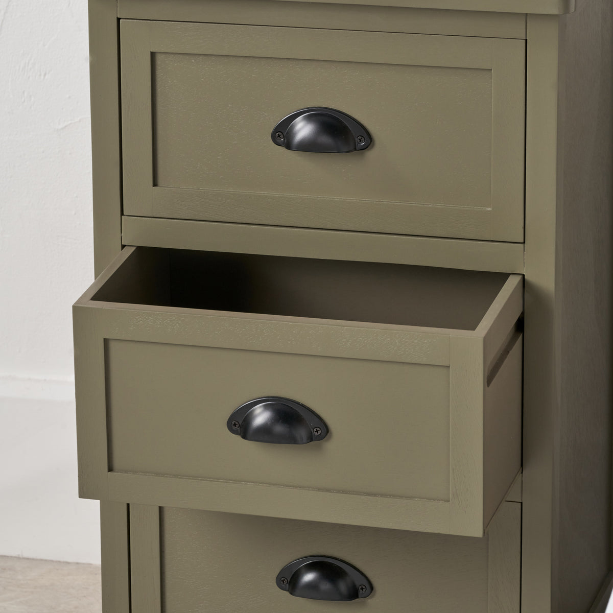 Croft Pine 3 Drawer Bedside Table Olive from Roseland Furniture