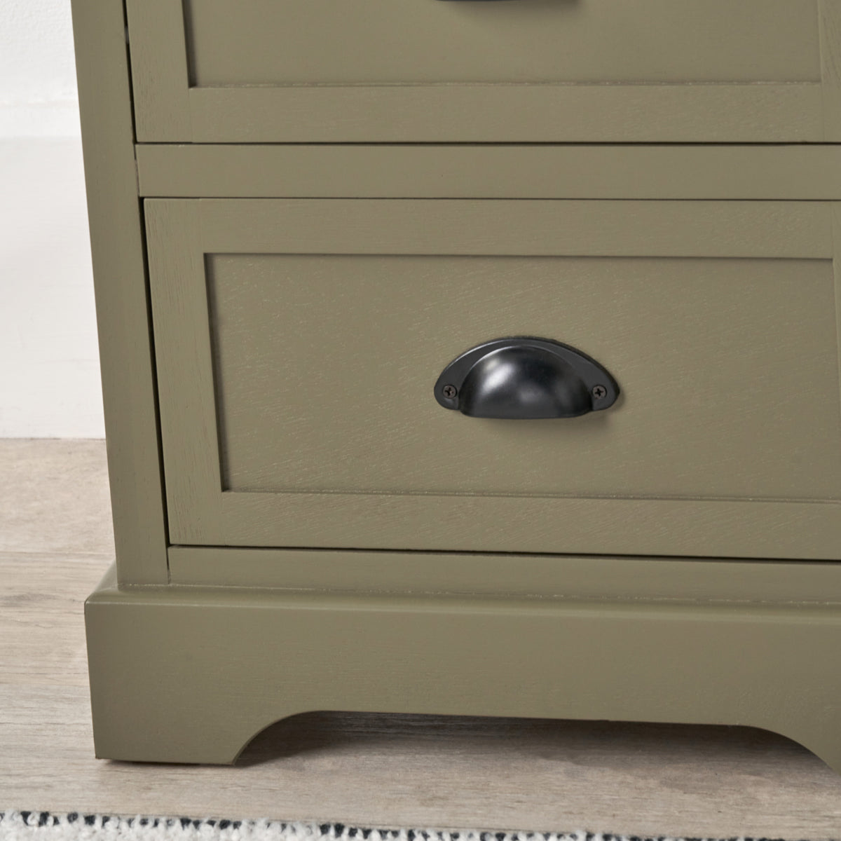 Croft Pine 3 Drawer Bedside Table Olive from Roseland Furniture