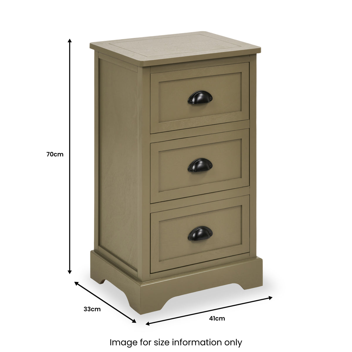 Croft Pine 3 Drawer Bedside Table Olive from Roseland Furniture