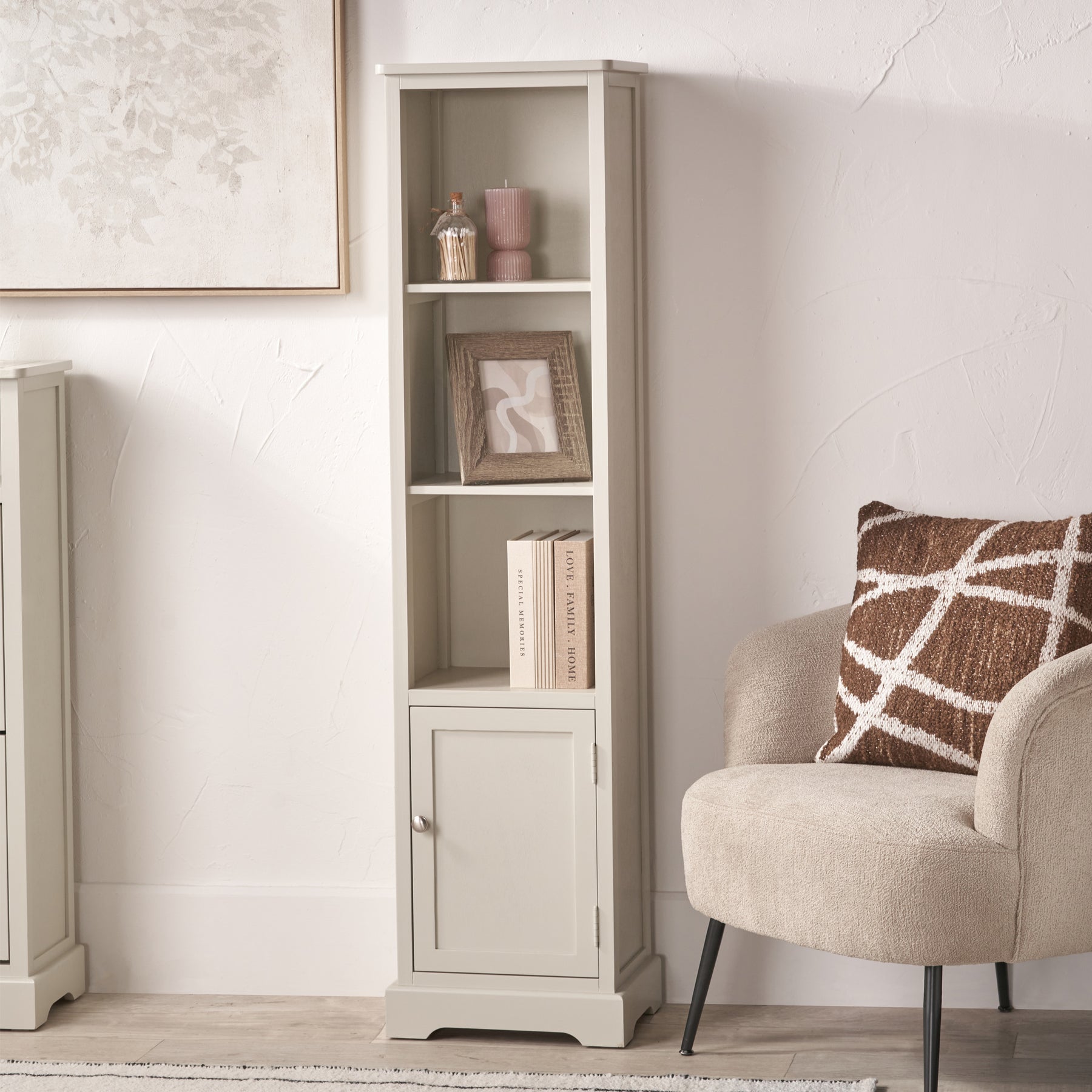 Croft Pine Display Cabinet Linen from Roseland Furniture