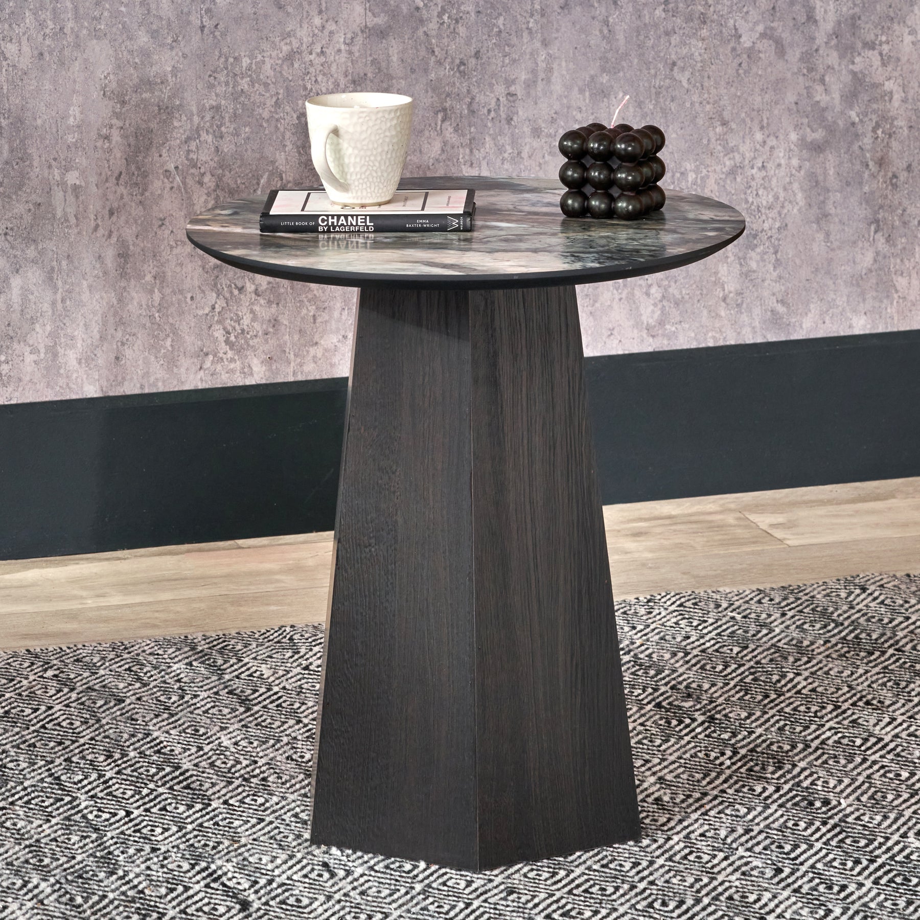 Myana Marble Effect Side Table from Roseland Furniture