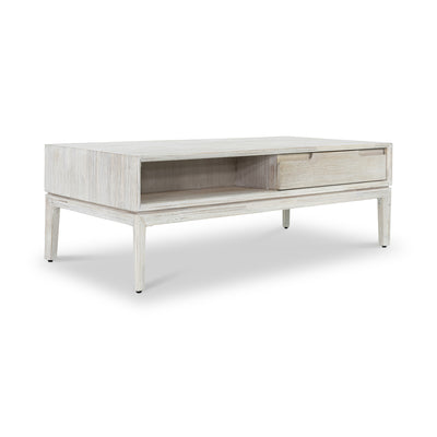 Gio White Sand Acacia 2 Drawer Coffee Table
