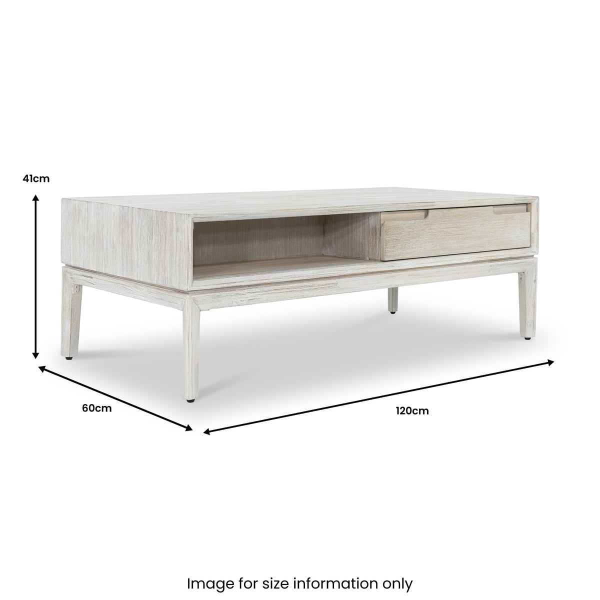 Gio White Sand Acacia 2 Drawer Coffee Table from Roseland Furniture