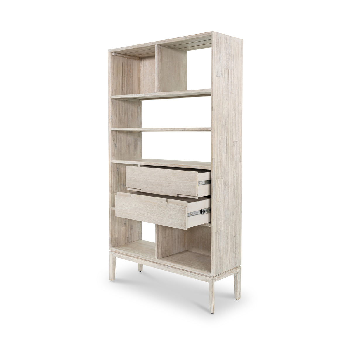 Gio White Sand 2 Drawer 7 Shelf Bookcase Unit from Roseland Furniture