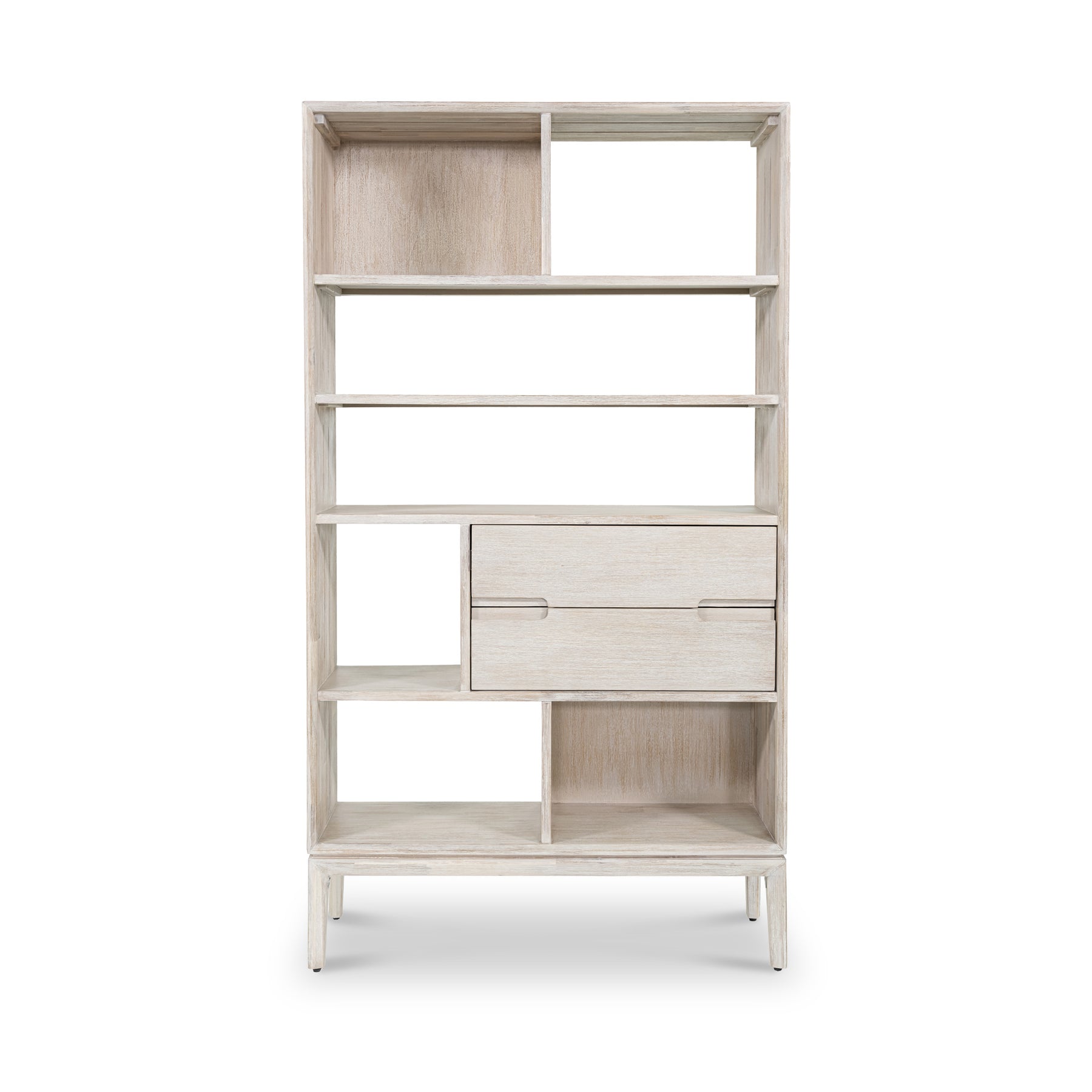 Gio White Sand 2 Drawer 7 Shelf Bookcase Unit from Roseland Furniture