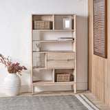 Gio White Sand 2 Drawer 7 Shelf Bookcase Unit from Roseland Furniture