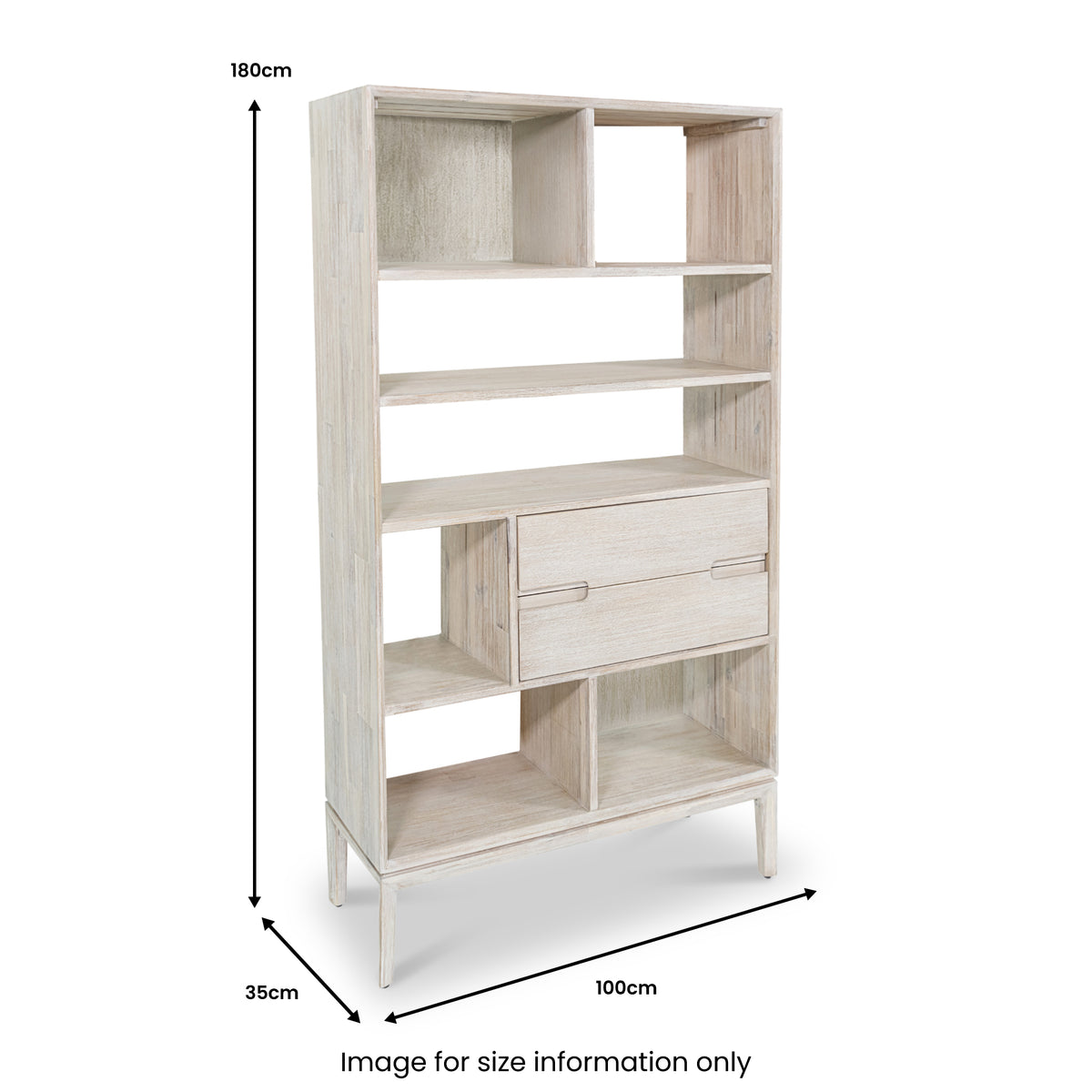 Gio White Sand 2 Drawer 7 Shelf Bookcase Unit from Roseland Furniture