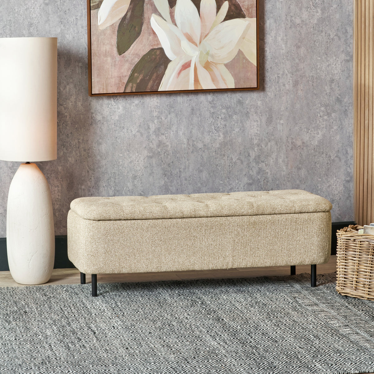 Else Buttoned Storage Ottoman from Roseland Furniture