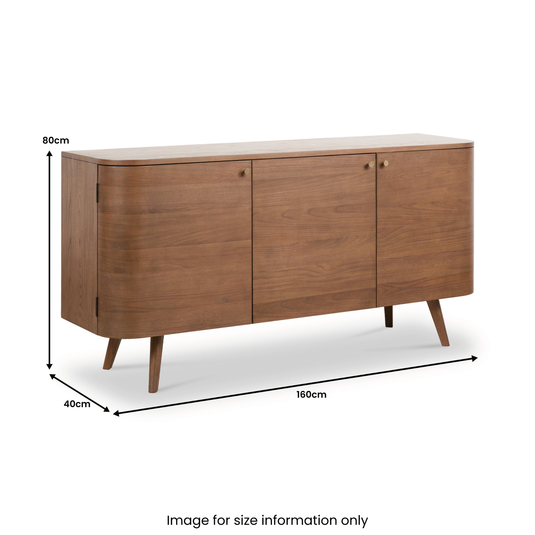 Elias Dark Ash 3 Door Sideboard Angle2 from Roseland Furniture