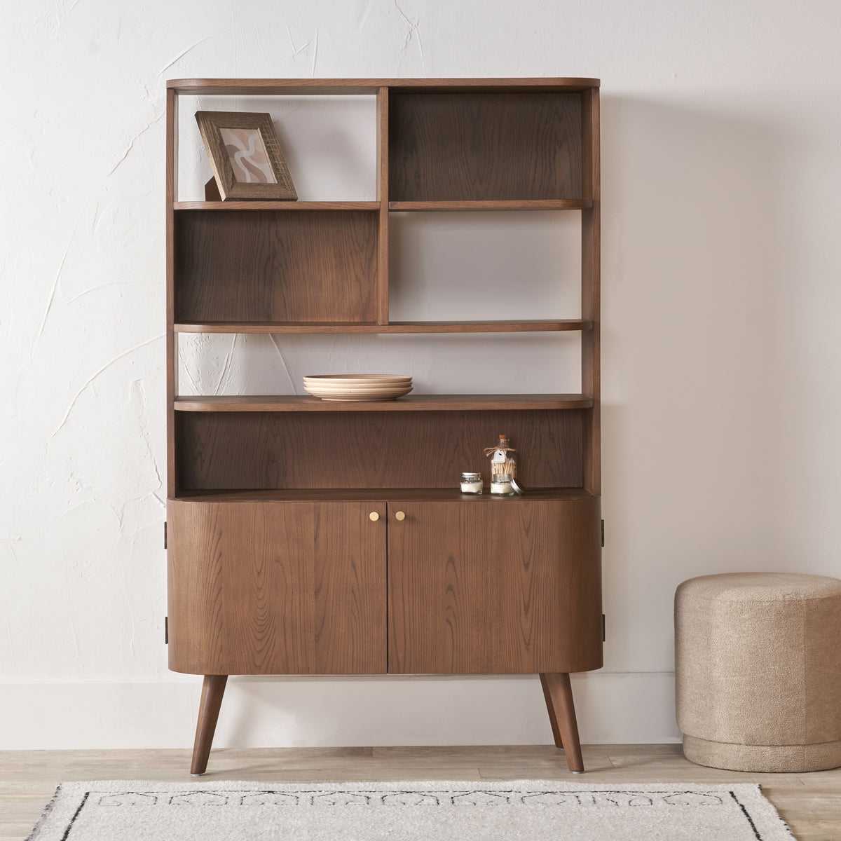 Elias Dark Ash 2 Door Shelving Unit from Roseland Furniture