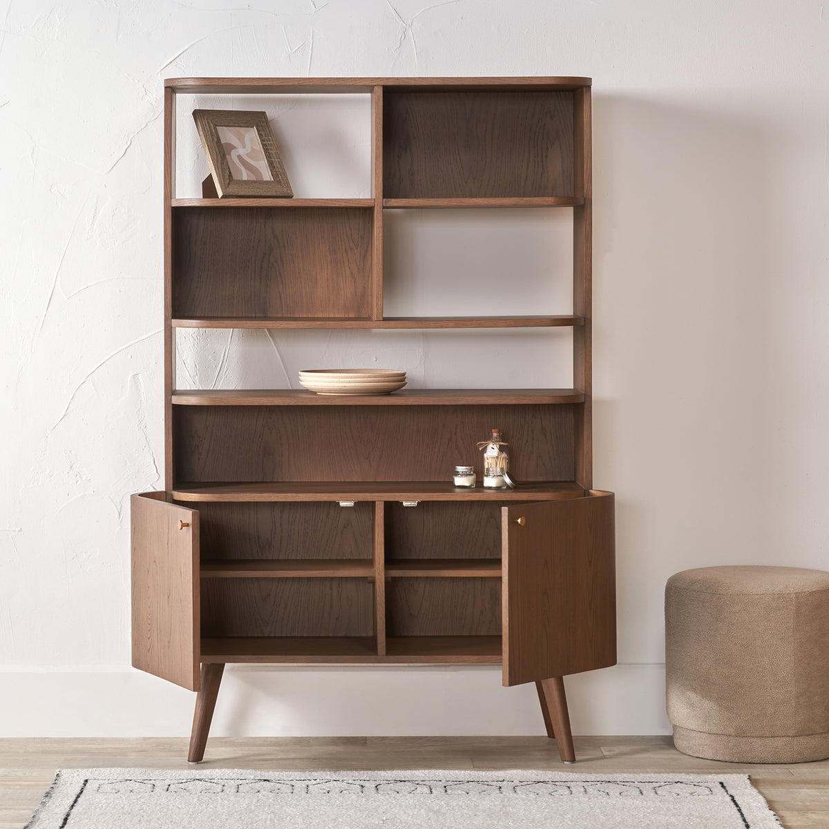 Elias Dark Ash 2 Door Shelving Unit from Roseland Furniture