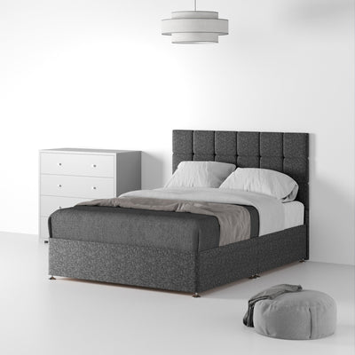 Farrow Cube Linen Divan Bed and Deluxe Headboard
