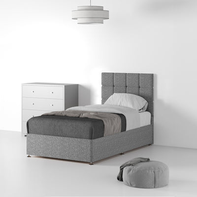 Farrow Cube Linen Divan Bed and Deluxe Headboard