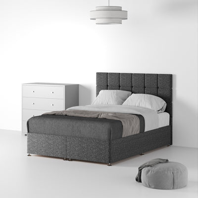 Farrow Cube Linen Divan Bed and Deluxe Headboard