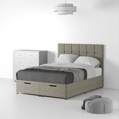 Farrow Cube Linen Divan Bed and Deluxe Headboard