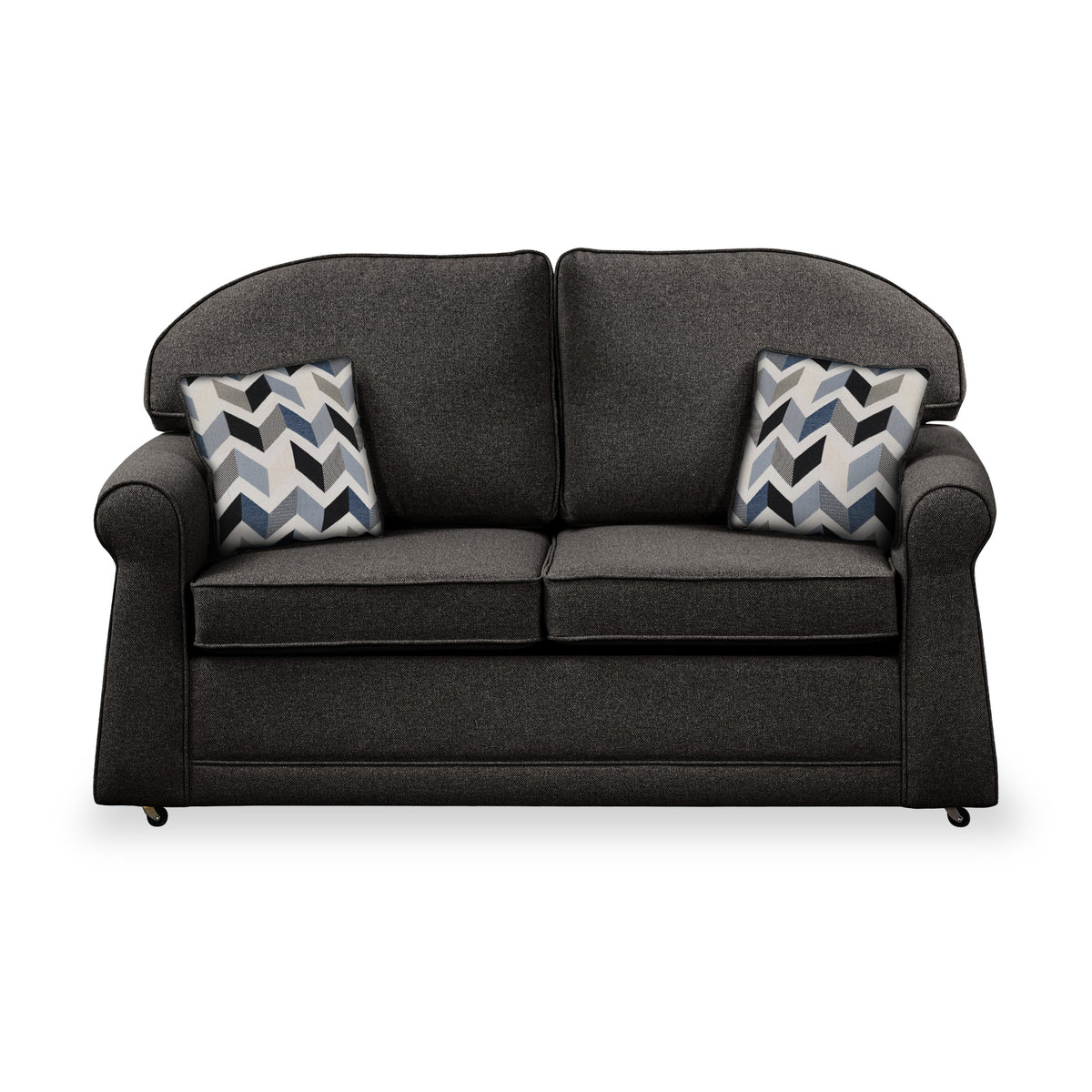 Croxdon Charcoal Faux Linen 2 Seater Sofabed with Denim Scatter Cushions from Roseland Furniture