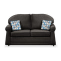 Croxdon Charcoal Faux Linen 2 Seater Sofabed with Blue Scatter Cushions from Roseland Furniture