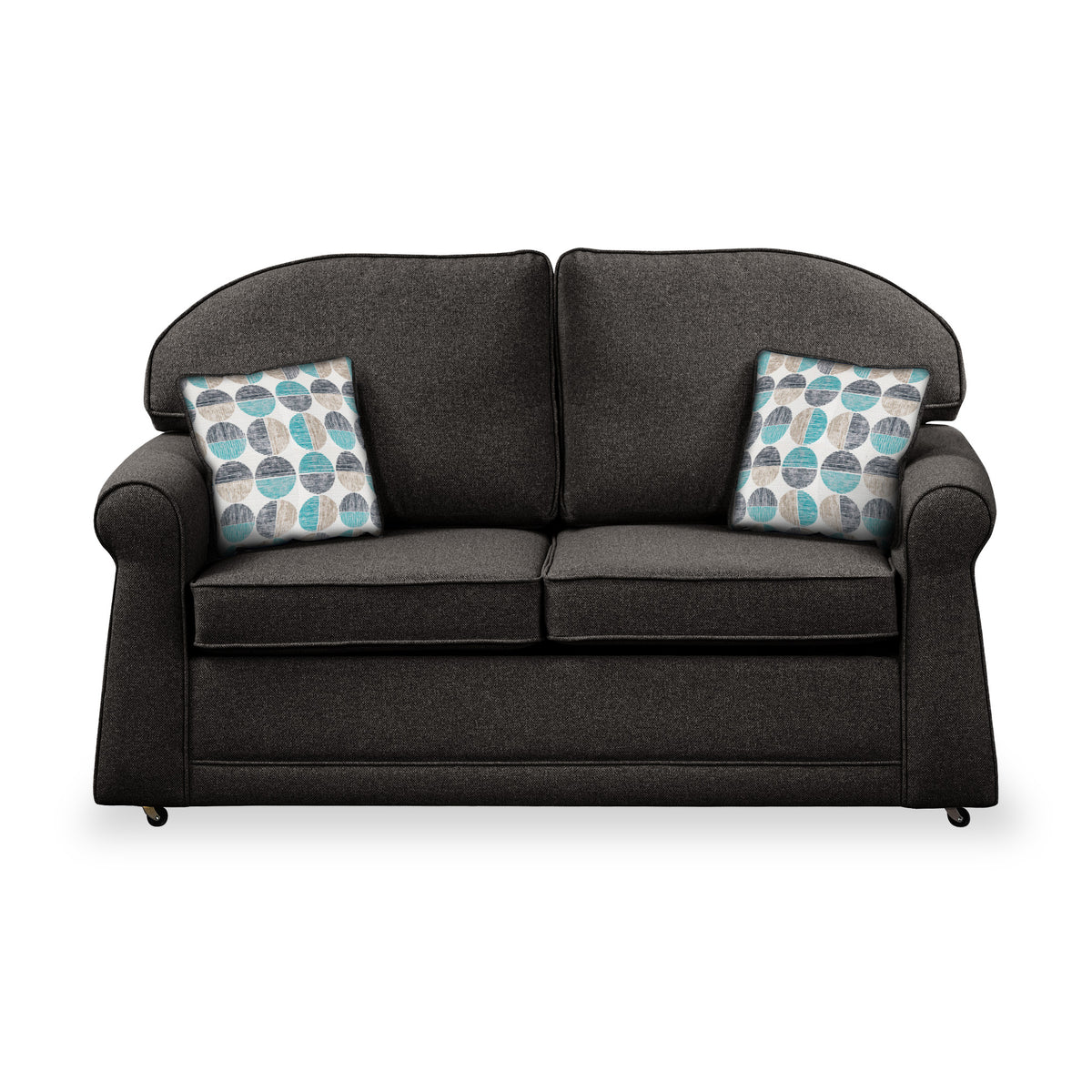 Croxdon Charcoal Faux Linen 2 Seater Sofabed with Duck Egg Scatter Cushions from Roseland Furniture