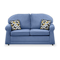 Croxdon Denim Faux Linen 2 Seater Sofabed with Mustard Scatter Cushions from Roseland Furniture
