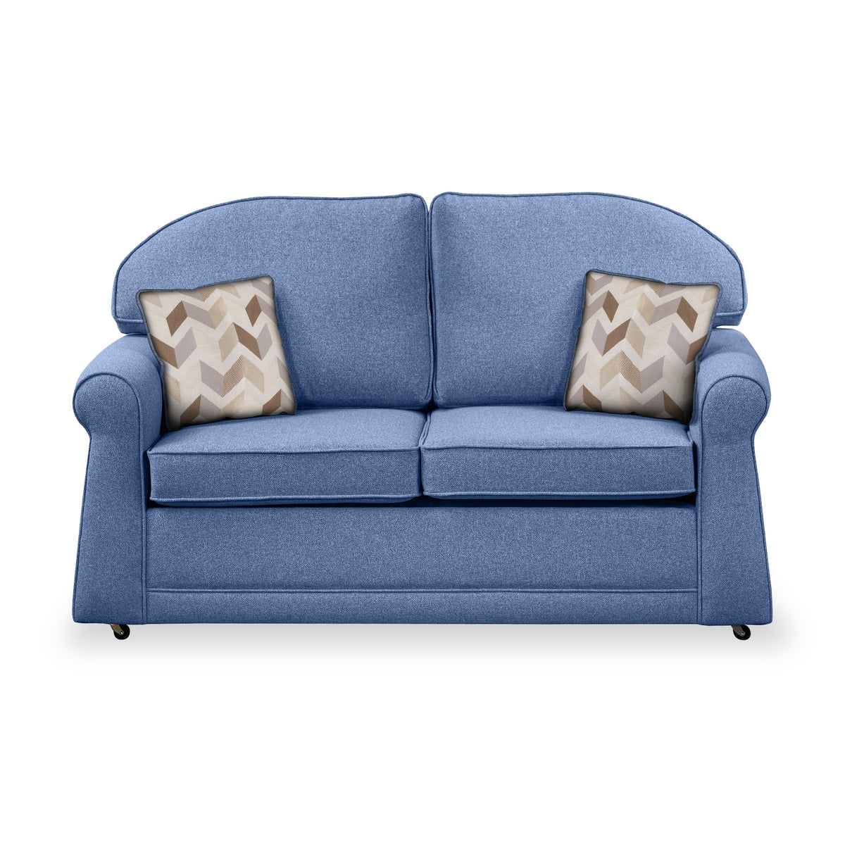 Croxdon Denim Faux Linen 2 Seater Sofabed with Oatmeal Scatter Cushions from Roseland Furniture
