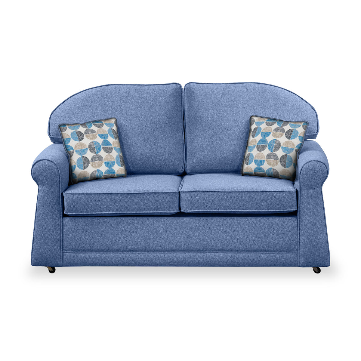 Croxdon Denim Faux Linen 2 Seater Sofabed with Blue Scatter Cushions from Roseland Furniture