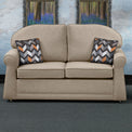Croxdon Oatmeal Faux Linen 2 Seater Sofabed with Charcoal Scatter Cushions from Roseland Furniture