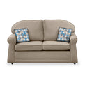 Croxdon Oatmeal Faux Linen 2 Seater Sofabed with Blue Scatter Cushions from Roseland Furniture