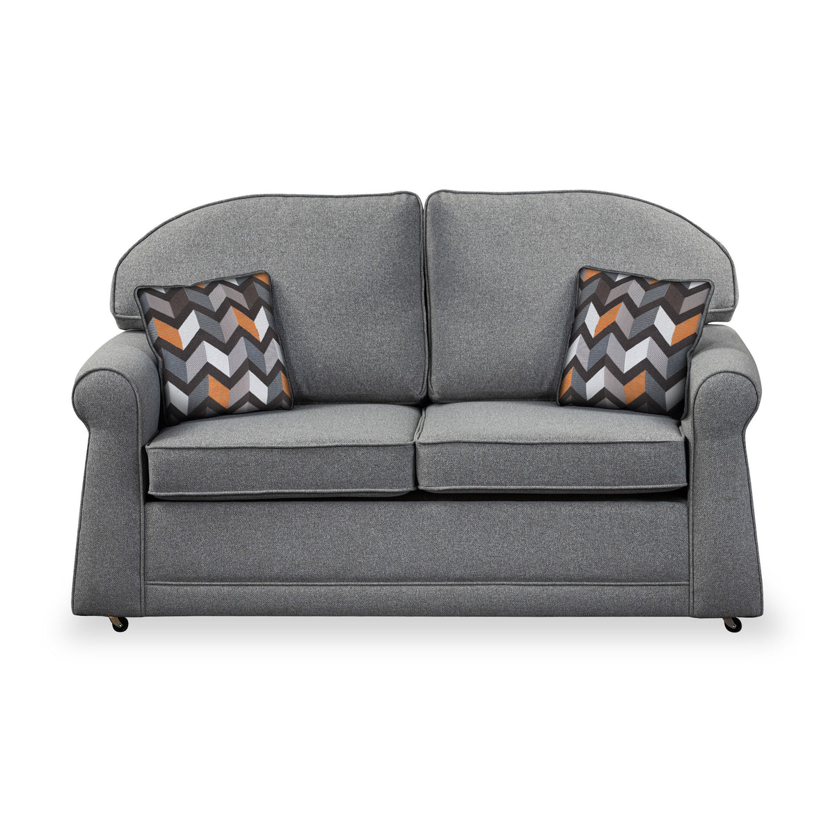 Croxdon Silver Faux Linen 2 Seater Sofabed with Charcoal Scatter Cushions from Roseland Furniture