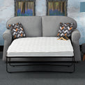 Croxdon Silver Faux Linen 2 Seater Sofabed with Charcoal Scatter Cushions from Roseland Furniture