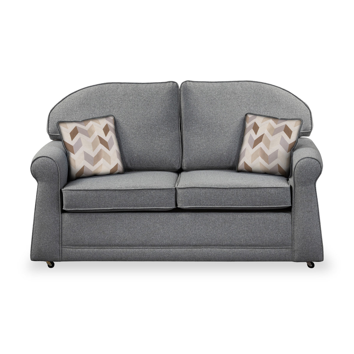 Croxdon Silver Faux Linen 2 Seater Sofabed with Oatmeal Scatter Cushions from Roseland Furniture